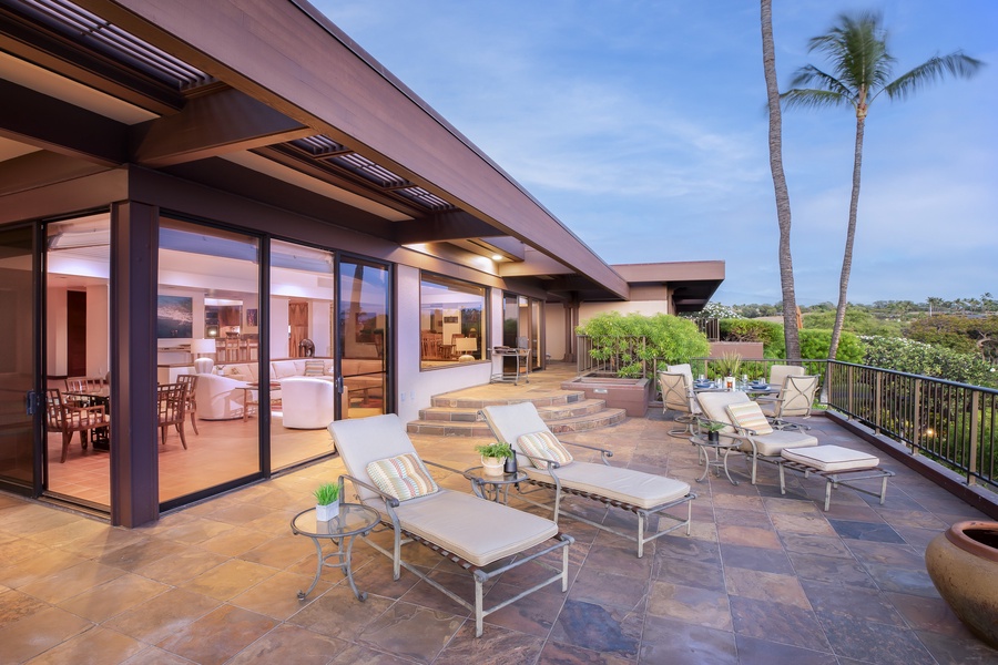 Spacious wraparound lanai perfect for relaxing, dining, or entertaining outdoors.