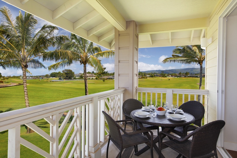 Beautifully decorated with new plush furniture  Tropically landscaped exterior  Covered lanai with golf course and ocean views  Shared Gas BBQ