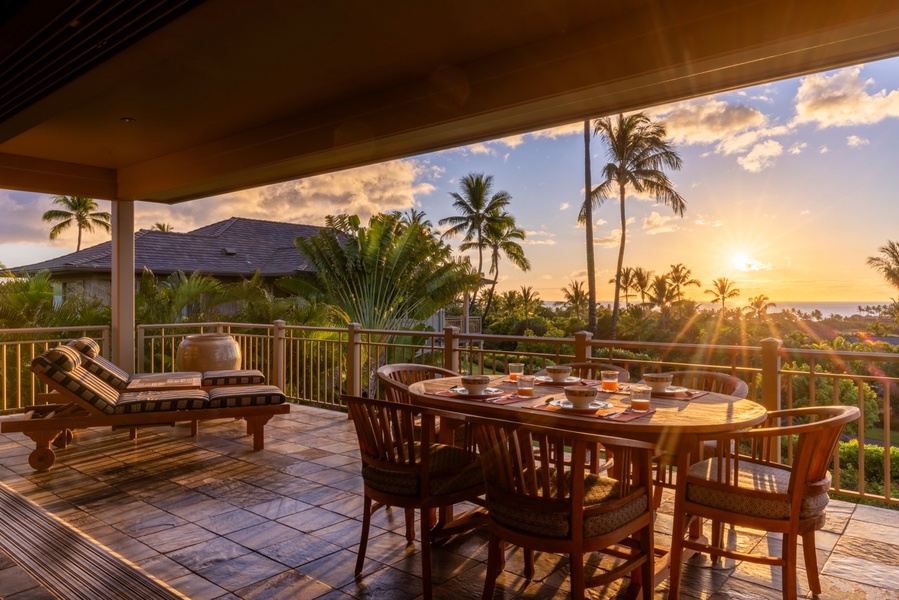 Stunning year round sunsets from the ocean view lanai of this spectacular villa.