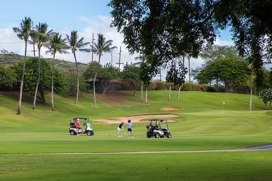 The golf course located next to this Ko Olina idyllic condo.