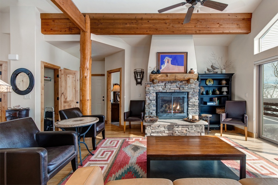 Fireplace and cozy decor will make you never want to leave the house