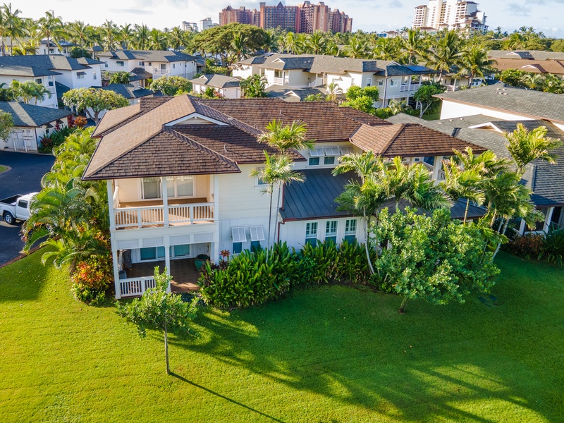 An aerial view of the condo.