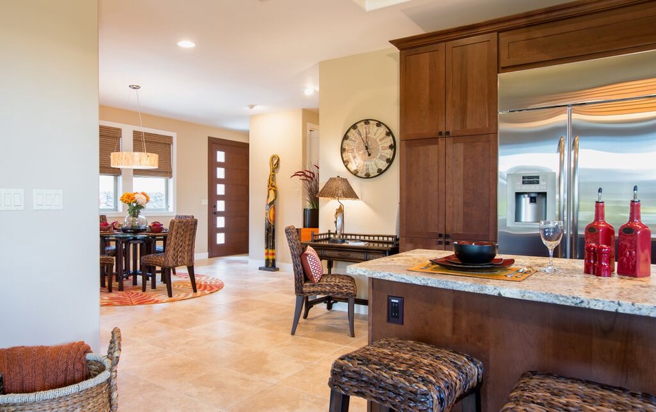 Bar seating in the kitchen offers another option.