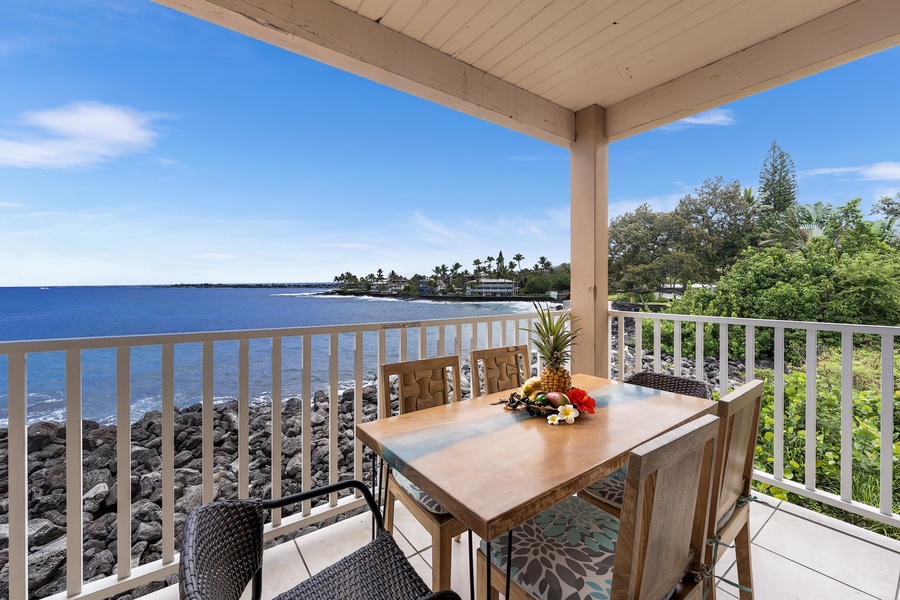 Outdoor dining with unobstructed ocean breezes—dolphin sightings are a common bonus.