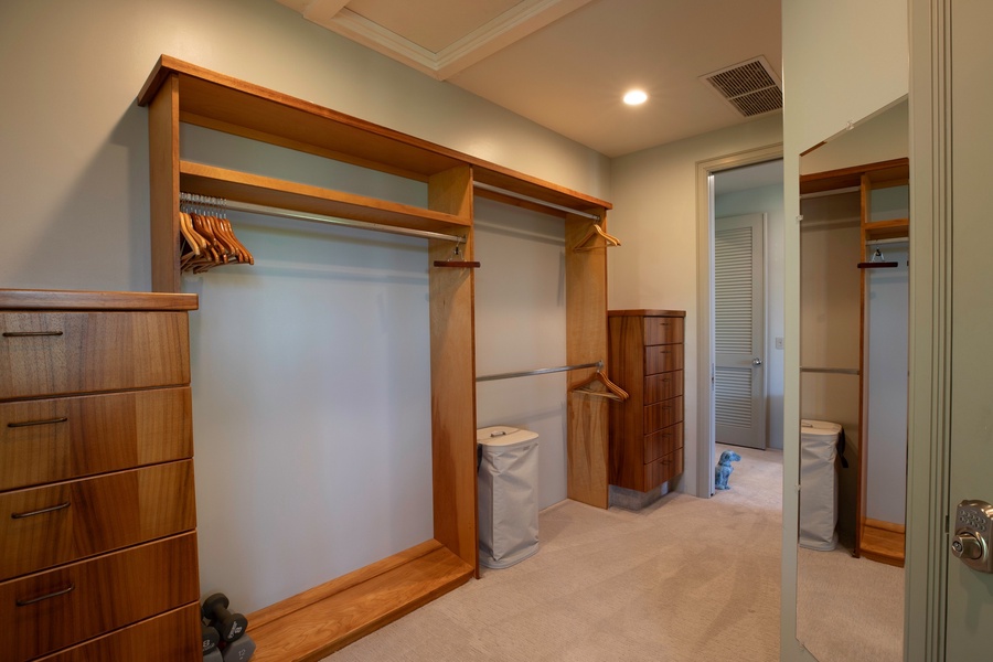 Walk-in closet with ample storage — pack as much or as little as you like for your Hawaiian escape.