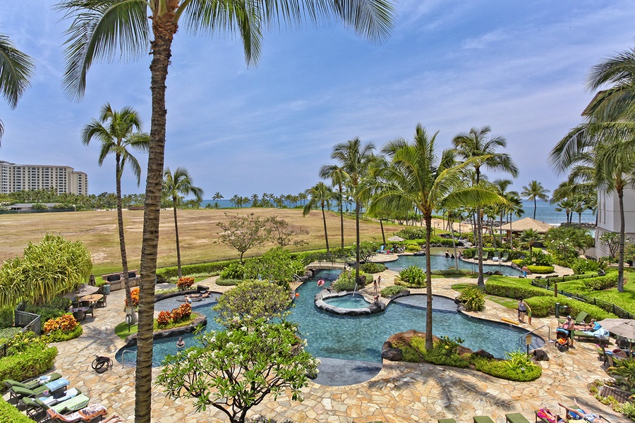A view of paradise and the pool from the lanai.