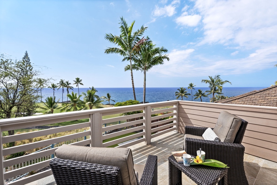 Sip your morning coffee on the private lanai with endless ocean views.