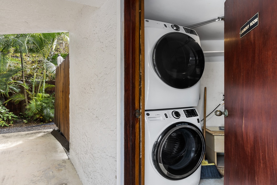 Detached laundry room with commercial sized washer/dryer