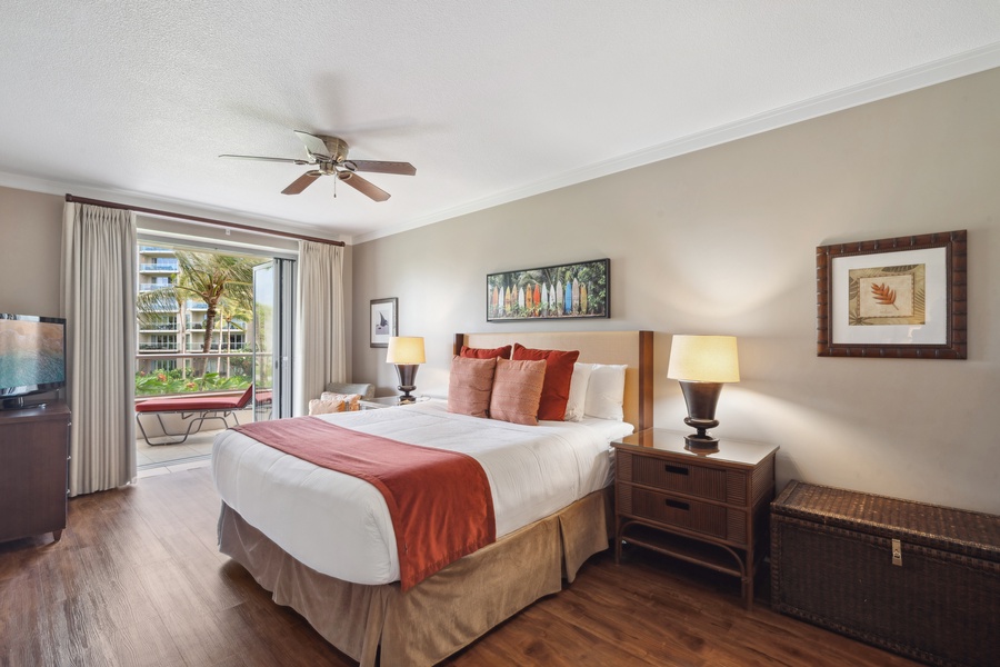 Start your day with gentle sunlight and Maui scenery in the spacious suite at Honua Kai Konea 204.