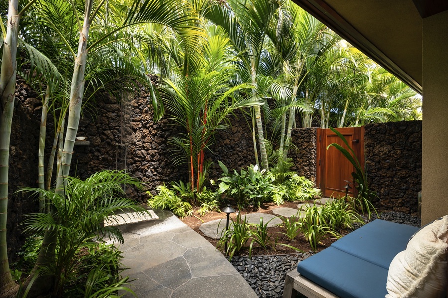 Gorgeous and generous outdoor shower garden - a truly tropical treat!