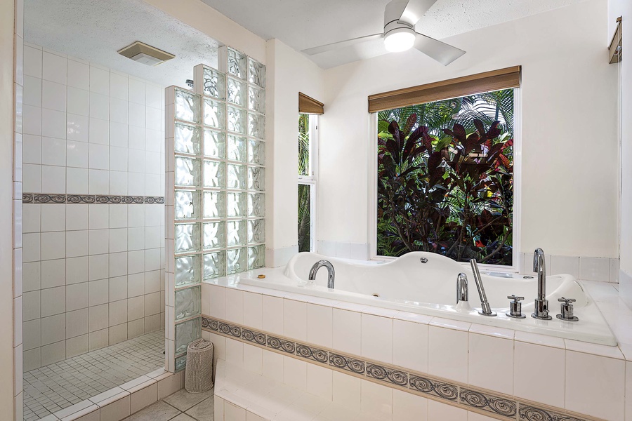 Large soaking tub in the Primary bathroom