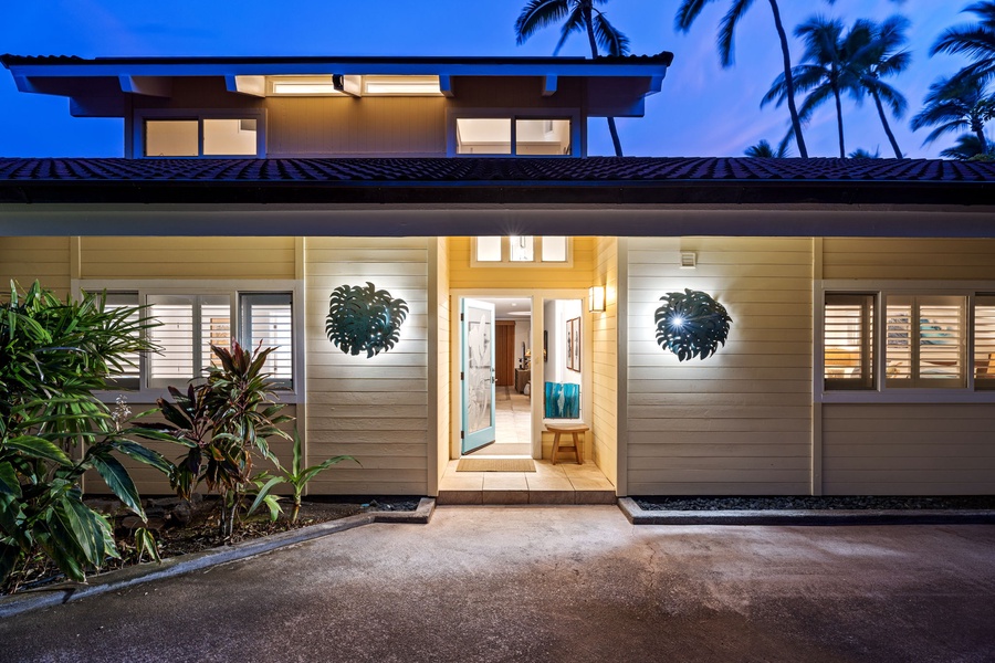 A warm, welcoming entry sets the tone for relaxed island evenings.