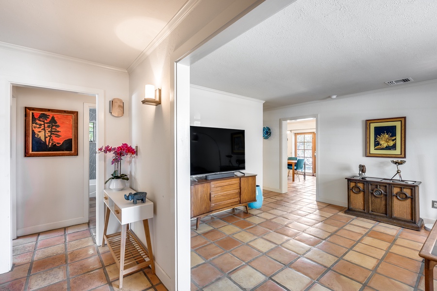Living area with a flat screen TV for entertainment.