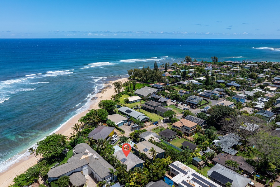 Experience relaxed beachside living in a peaceful Haleiwa neighborhood near the coast.