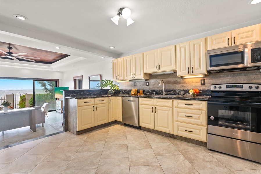 Bright, spacious kitchen with ample counter space for your culinary adventures.