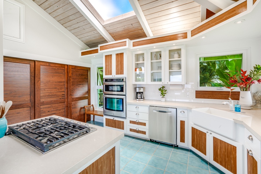 Roomy kitchen area with wide counterspace.