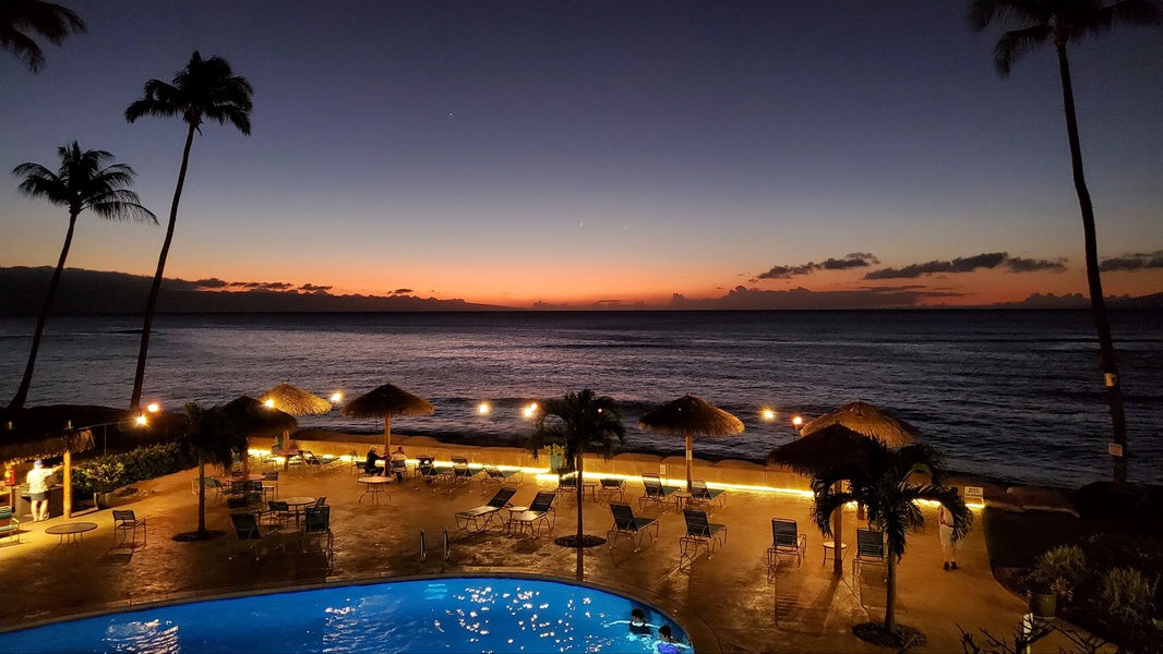 Unwind by the pool at Royal Kahana 610 and watch the breathtaking sunset over the ocean.