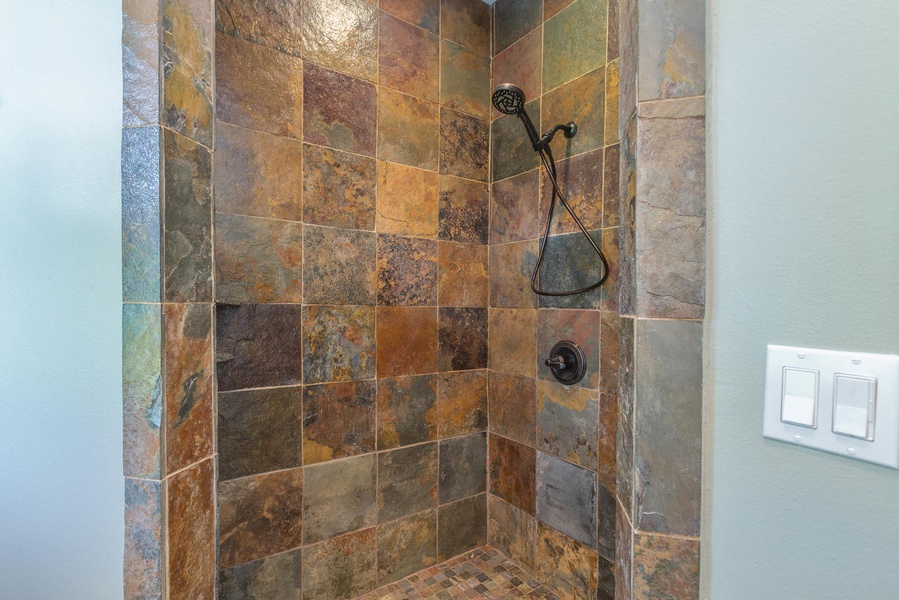 Tile shower in shared bath