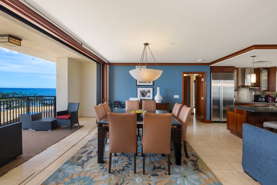 The dining has bright and airy ambiance with direct access to the lanai.