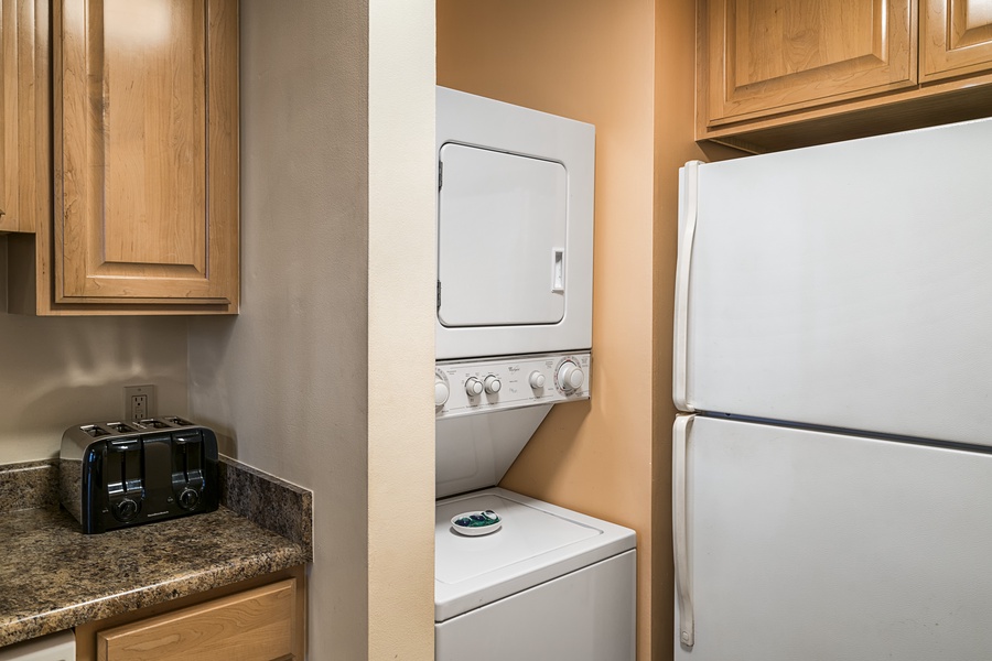 Laundry located in unit for guest convenience.