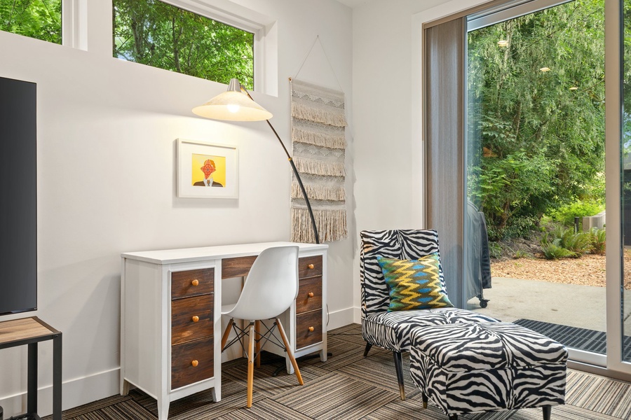Creative desk nook with boho vibes—ideal for journaling, remote work, or a quiet moment with coffee.