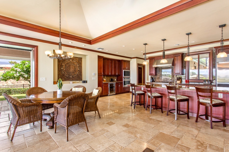 Cook with ease in a fully equipped kitchen featuring Sub-Zero, Wolf, and Bosch appliances.