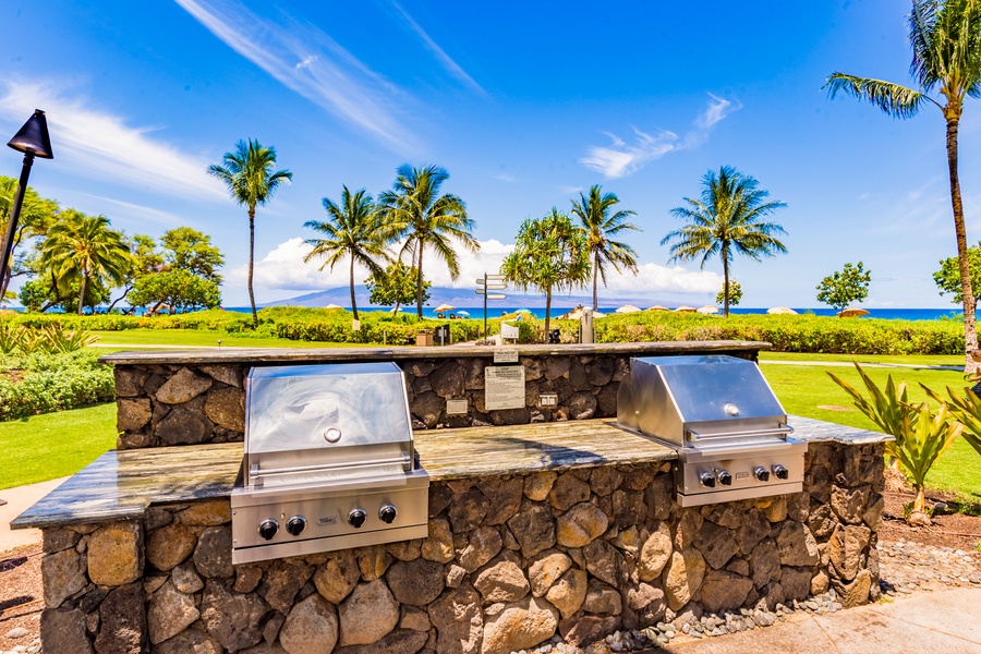 Grill with a view—resort BBQ stations make mealtime easy and scenic