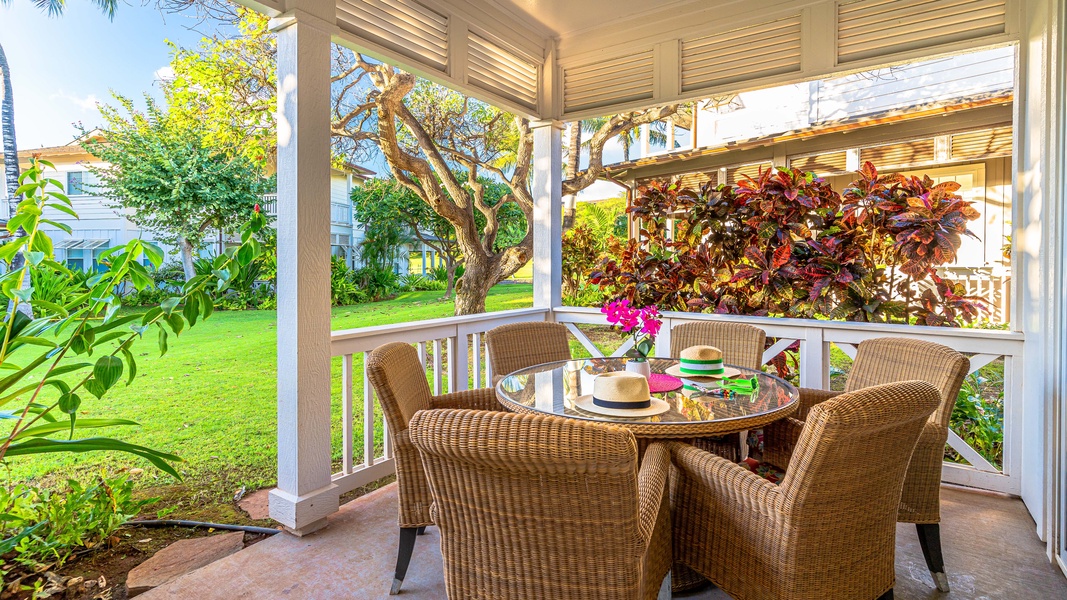 Another charming look at the downstairs lanai.