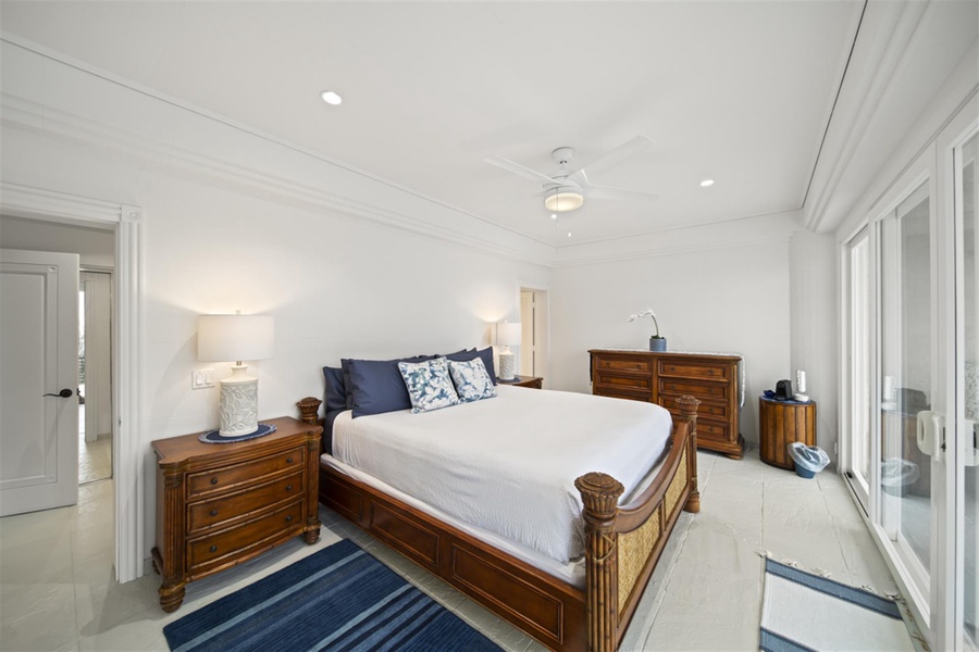 Relax in this bright and inviting guest suite with king-sized bed and classic wood furnishings.