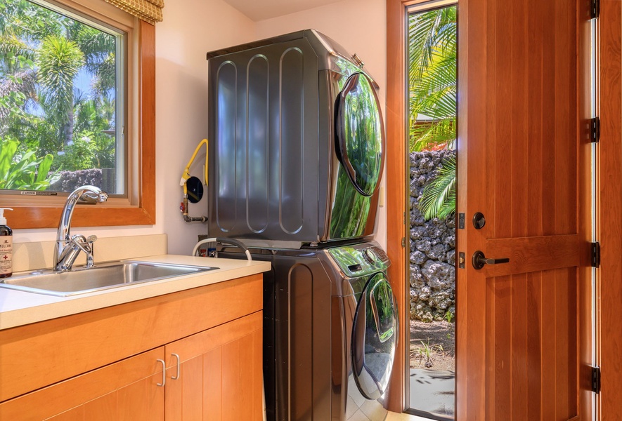 The complete laundry room provides convenience for guests (with a view!)