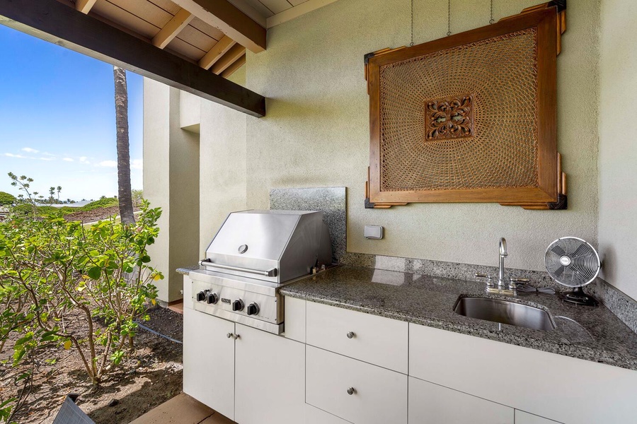 BBQ feast in the outdoor kitchen.