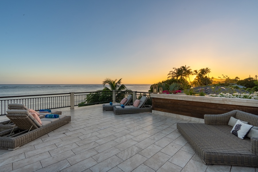View the sunset from the private rooftop deck.