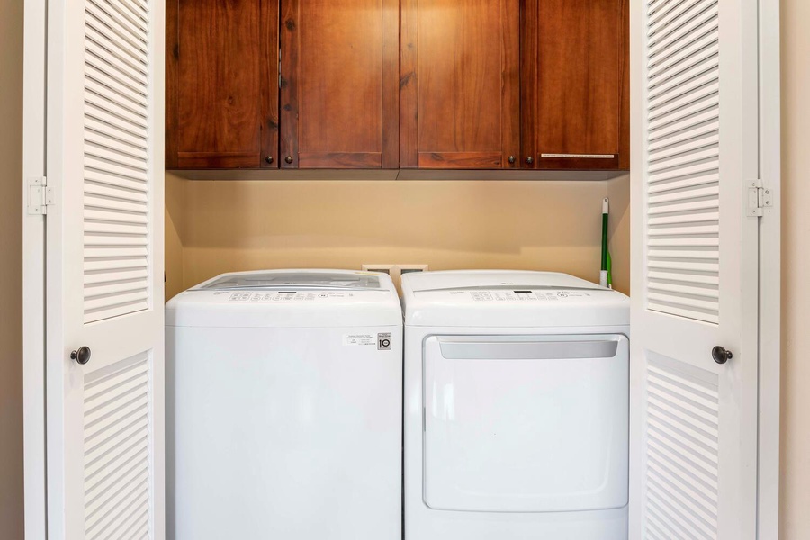An in-unit washer and dryer for your convenience.