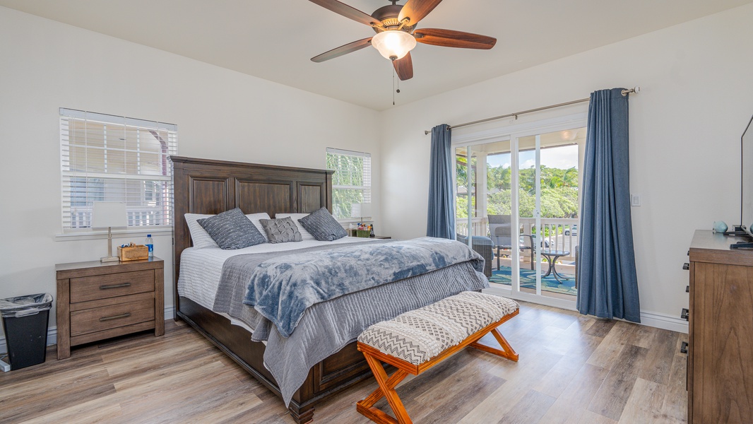 The king bed with luxurious linens.