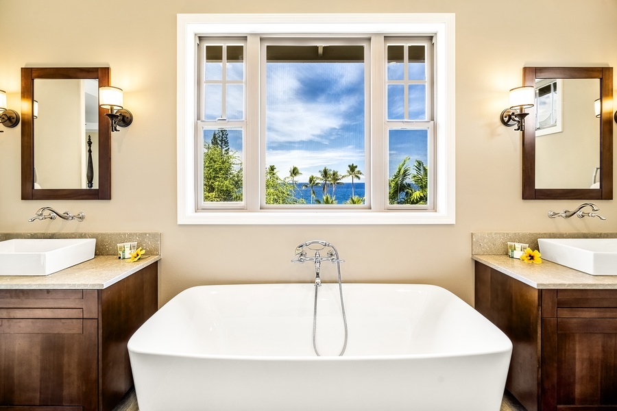 Soak in the tub while taking in the views!