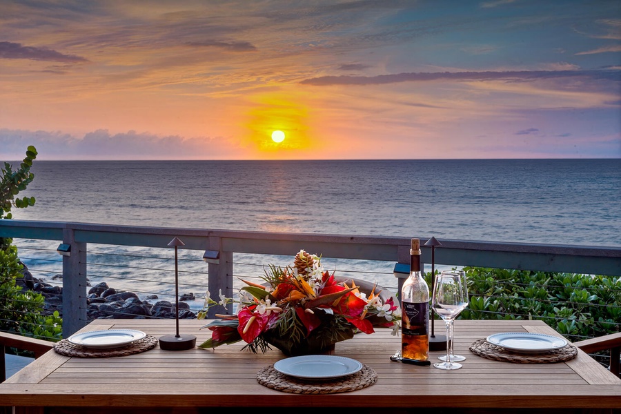 Toast to golden hour with unforgettable oceanfront dining at sunset.