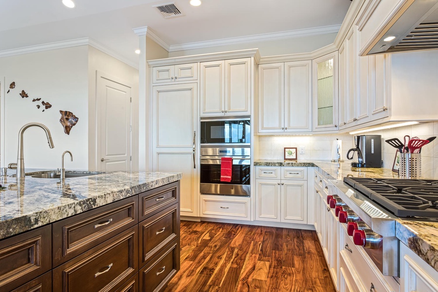 High-class kitchen with stainless steel appliances