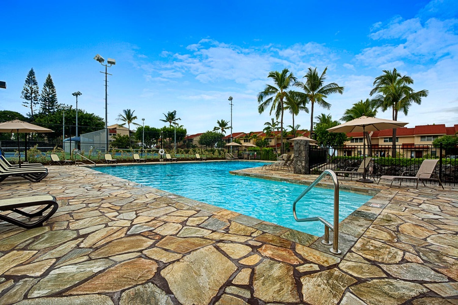 Take a refreshing dip at the condo pool.