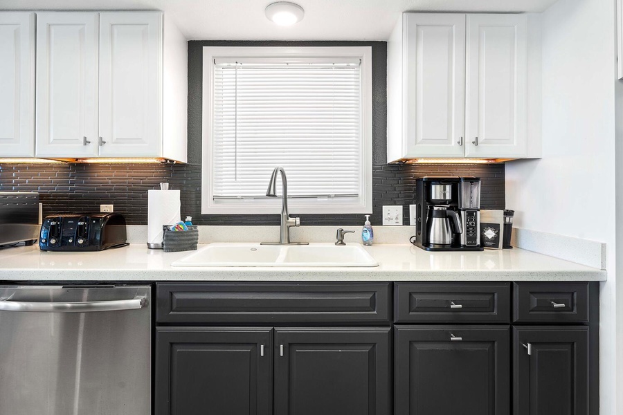 Clean design and updated appliances for ease of meal preparation.