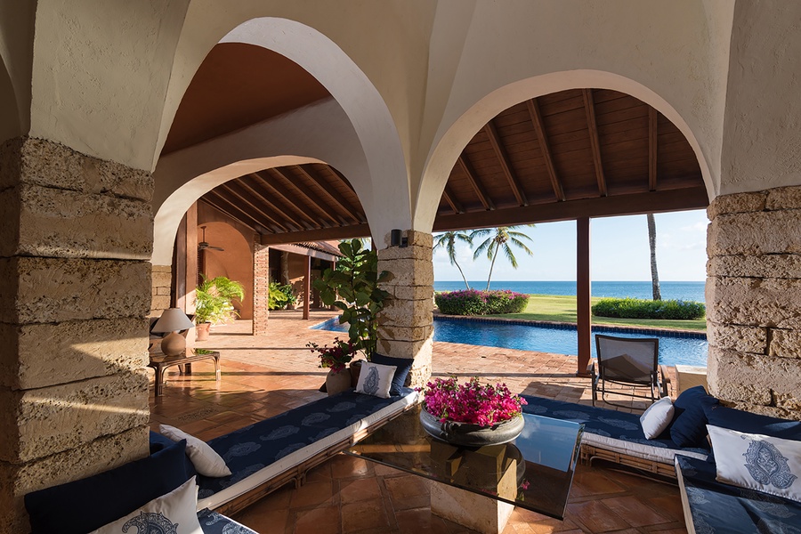 Relax in the oceanfront patio.
