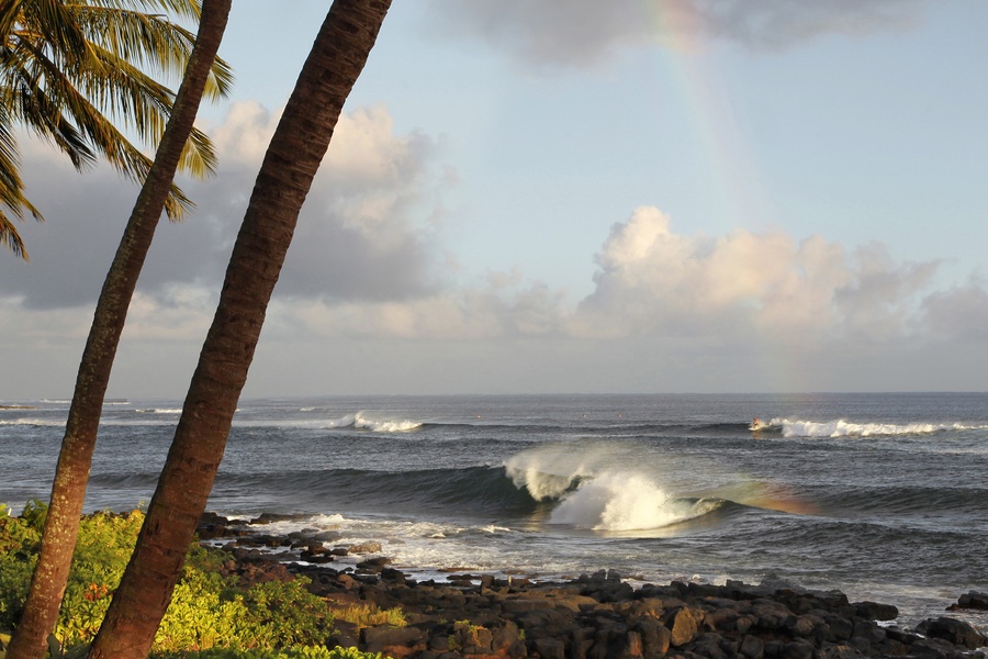 Ride the waves at the surfers Lawai Road.