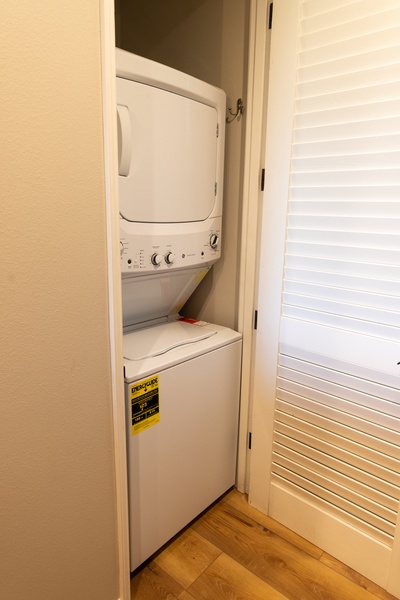 A washer and dryer inside the unit to utilize during your stay
