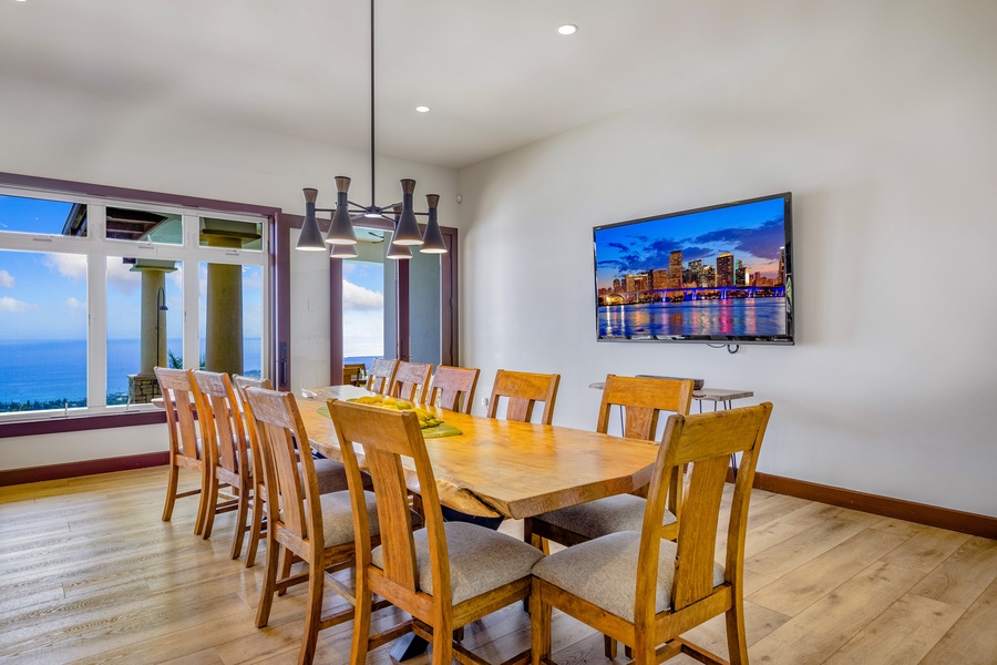 Relax at the dining table and take in the ocean views.