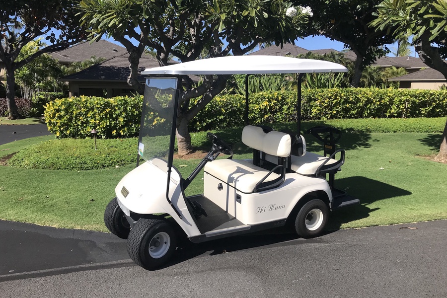 This four-seater golf cart is included with your rental!