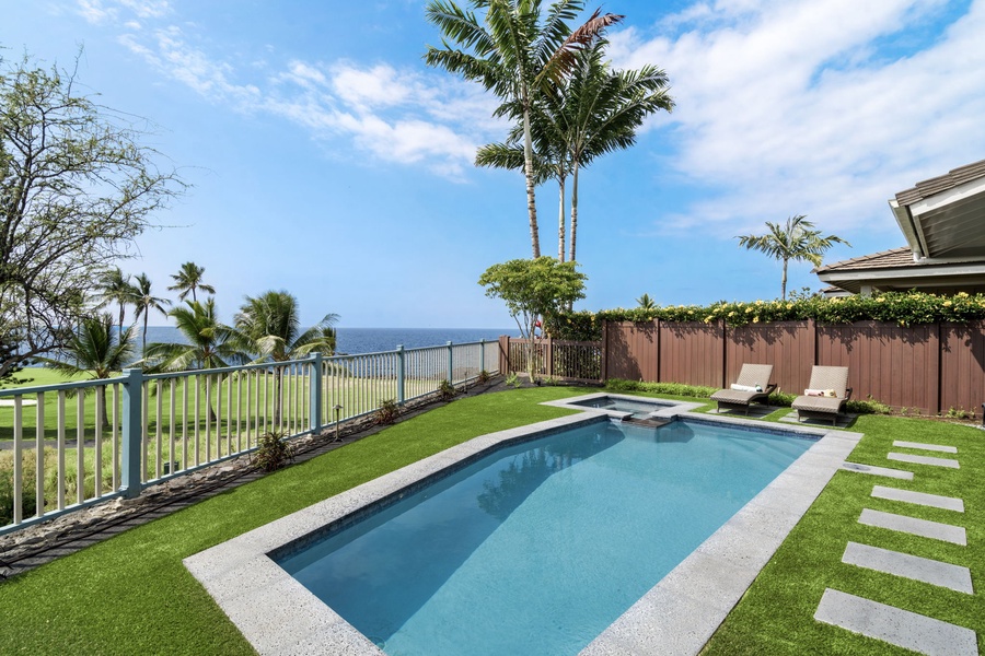 Unwind in the saltwater pool and spa with ocean views.