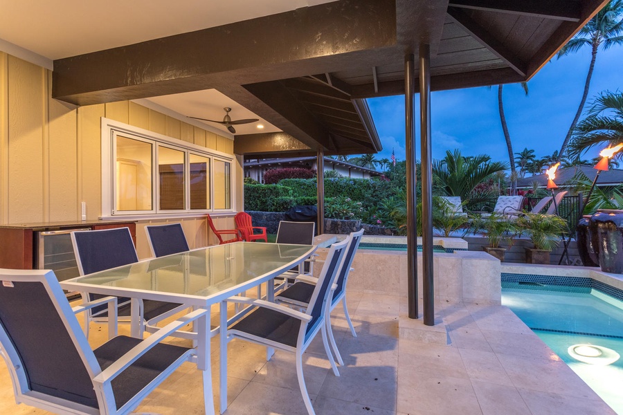 Outdoor seating on the lanai makes it the perfect spot to relax