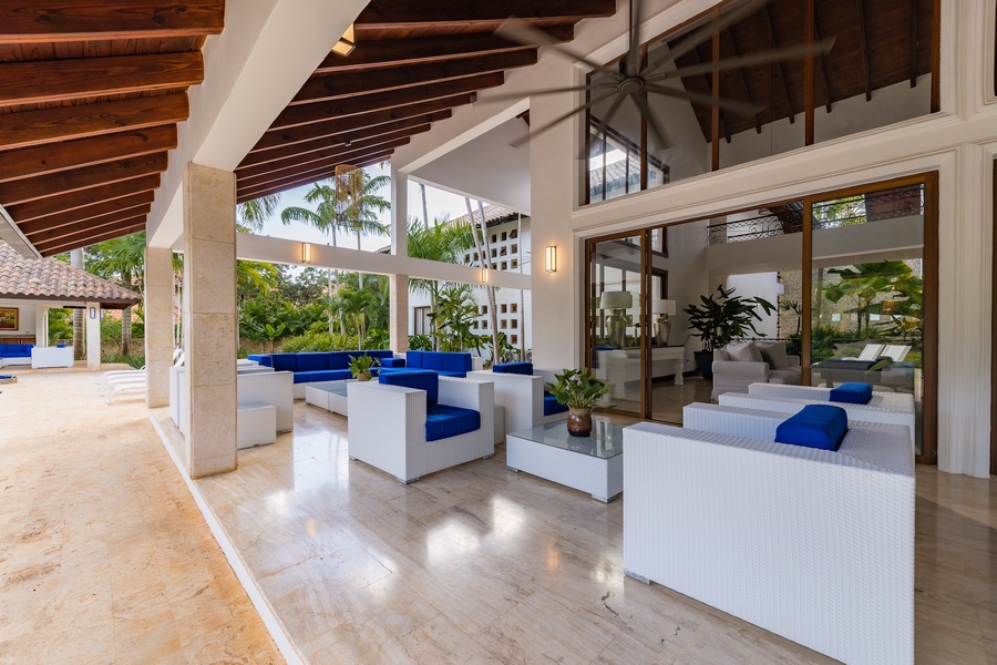 Spacious outdoor seating area ideal for lounging and entertaining.