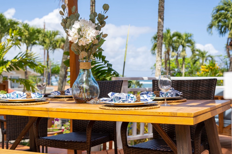 Perfect spot for dining al fresco while enjoying the ocean views, mountain views and sunsets.
