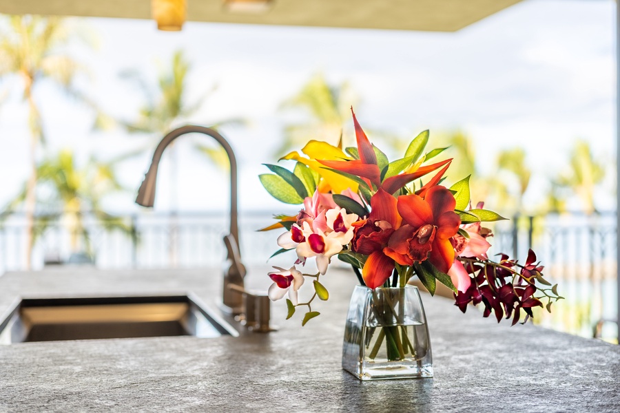 Enjoy tropical flowers and island time.