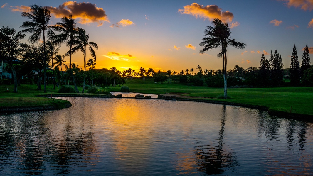 Unwind with tranquil sunset views over one of Ko Olina’s most beautiful golf courses—just a short stroll from your villa.